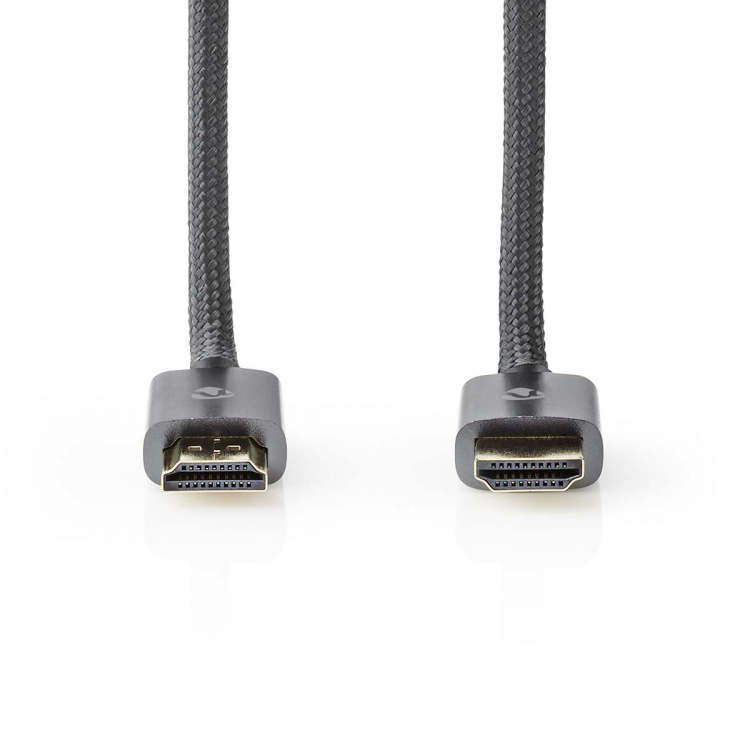 Nedis High Speed ​​HDMI ™ Kaapeli Ethernet | HDMI™ liitin | HDMI™ liitin | 4K@60Hz | ARC | 18 Gbps | 3.00 m | Pyöreä | Puuvilla | Gun Metal Harmaa | Laatikko kannella ja ikkunalla