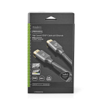 Nedis High Speed ​​HDMI ™ Kaapeli Ethernet | HDMI™ liitin | HDMI™ liitin | 4K@60Hz | ARC | 18 Gbps | 3.00 m | Pyöreä | Puuvilla | Gun Metal Harmaa | Laatikko kannella ja ikkunalla
