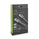 Nedis High Speed ​​HDMI ™ Kaapeli Ethernet | HDMI™ liitin | HDMI™ liitin | 4K@60Hz | ARC | 18 Gbps | 3.00 m | Pyöreä | Puuvilla | Gun Metal Harmaa | Laatikko kannella ja ikkunalla