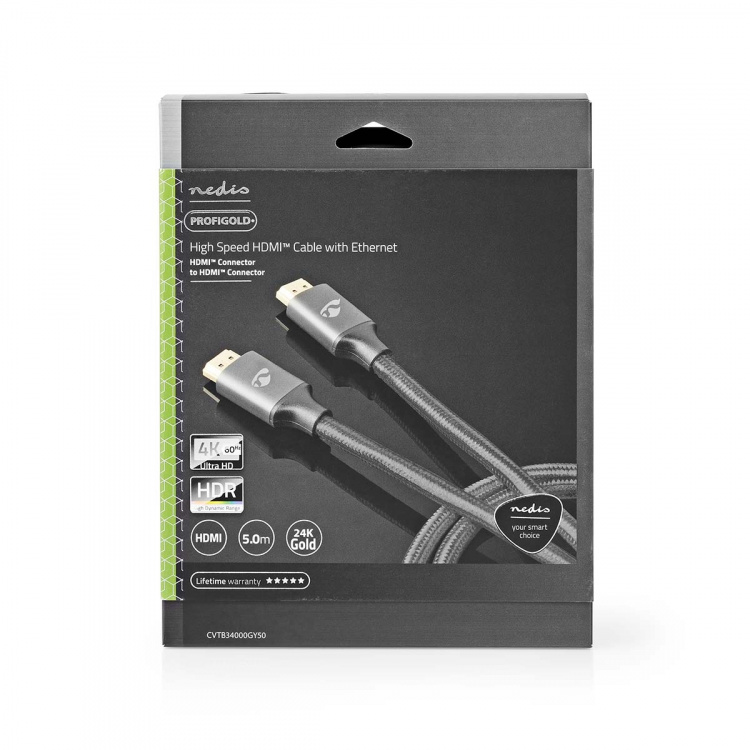 Nedis High Speed HDMI ™ Kaapeli Ethernet | HDMI™ liitin | HDMI™ liitin | 4K@60Hz | ARC | 18 Gbps | 5.00 m | Pyöreä | Puuvilla | Gun Metal Harmaa | Laatikko kannella ja ikkunalla Nedis High Speed HDMI ™ Kaapeli Ethernet | HDMI™ liitin | HDMI™ liitin | 4K@60Hz | ARC | 18 Gbps | 5.00 m | Pyöreä | Puuvilla | Gun Metal Harmaa | Laatikko kannella ja ikkunalla