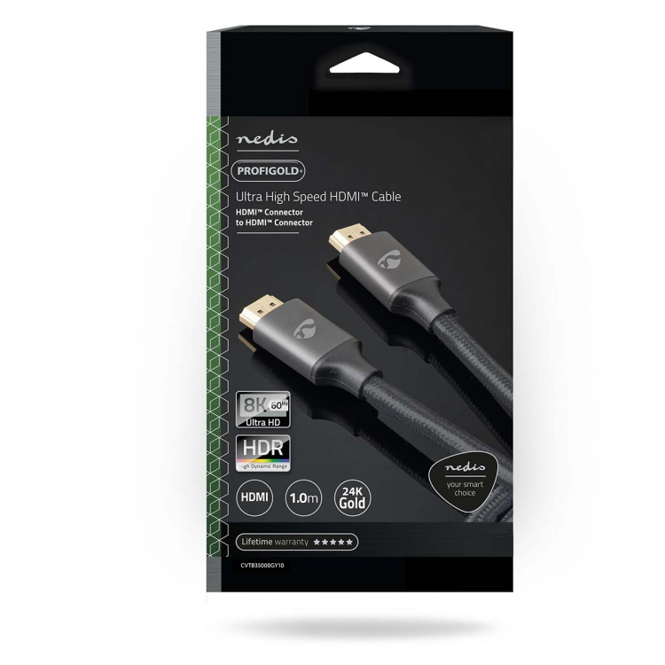 Nedis Ultra High Speed HDMI ™ -kaapeli | HDMI™ liitin | HDMI™ liitin | 8K@60Hz | 48 Gbps | 1.00 m | Pyöreä | 6.3 mm | Gun Metal Harmaa | Laatikko kannella ja ikkunalla Nedis Ultra High Speed HDMI ™ -kaapeli | HDMI™ liitin | HDMI™ liitin | 8K@60Hz | 48 Gbps | 1.00 m | Pyöreä | 6.3 mm | Gun Metal Harmaa | Laatikko kannella ja ikkunalla