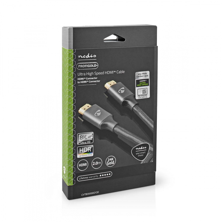 Nedis Ultra High Speed HDMI ™ -kaapeli | HDMI™ liitin | HDMI™ liitin | 8K@60Hz | 48 Gbps | 2.00 m | Pyöreä | 6.3 mm | Gun Metal Harmaa | Laatikko kannella ja ikkunalla Nedis Ultra High Speed HDMI ™ -kaapeli | HDMI™ liitin | HDMI™ liitin | 8K@60Hz | 48 Gbps | 2.00 m | Pyöreä | 6.3 mm | Gun Metal Harmaa | Laatikko kannella ja ikkunalla