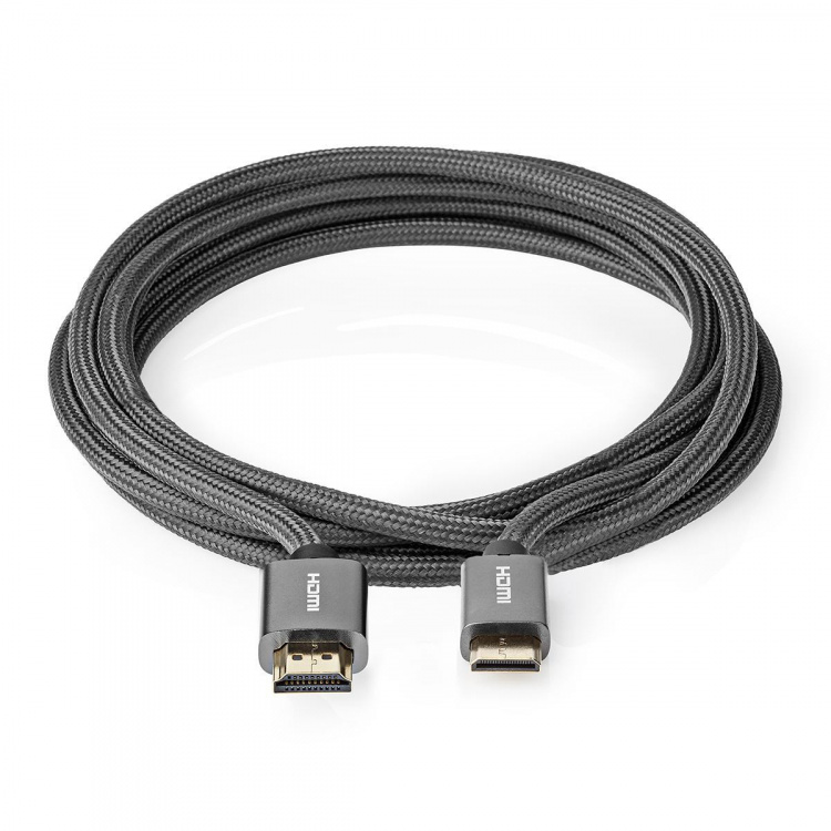 Nedis High Speed ​​HDMI ™ Kaapeli Ethernet | HDMI™ liitin | HDMI™ Mini | 4K@60Hz | 18 Gbps | 2.00 m | Pyöreä | Puuvilla | Antrasiitti / Gun Metal Harmaa | Laatikko kannella ja ikkunalla