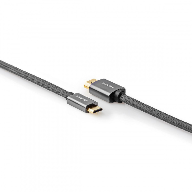 Nedis High Speed ​​HDMI ™ Kaapeli Ethernet | HDMI™ liitin | HDMI™ Mini | 4K@60Hz | 18 Gbps | 2.00 m | Pyöreä | Puuvilla | Antrasiitti / Gun Metal Harmaa | Laatikko kannella ja ikkunalla