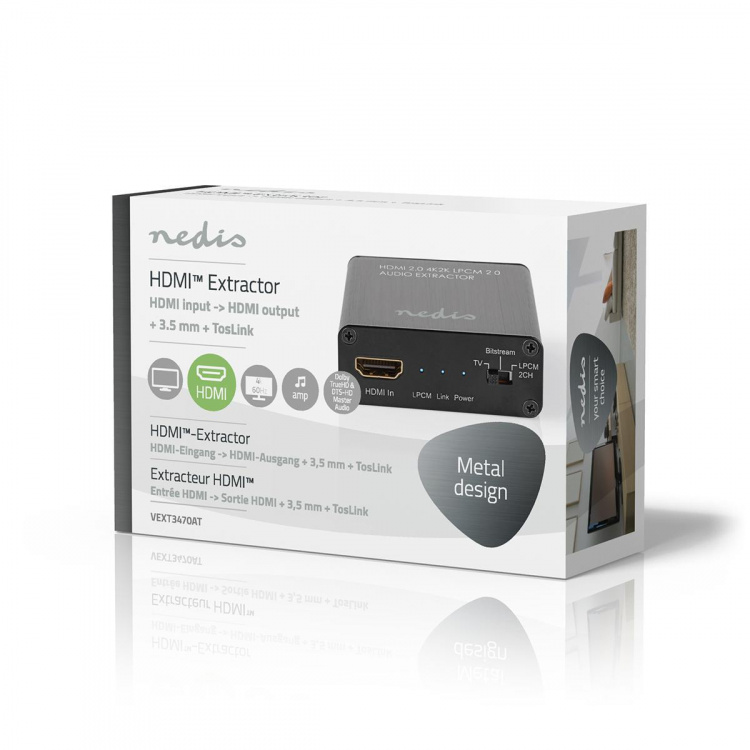 Nedis HDMI™ Erotin | HDMI™ Input | TosLink Female / 1x 3.5 mm / 1x HDMI™ Output | Maksimi kuvantarkkuus: 4K@60Hz | 18 Gbps | Metalli | Antrasiitti | Pakkaus Nedis HDMI™ Erotin | HDMI™ Input | TosLink Female / 1x 3.5 mm / 1x HDMI™ Output | Maksimi kuvantarkkuus: 4K@60Hz | 18 Gbps | Metalli | Antrasiitti | Pakkaus