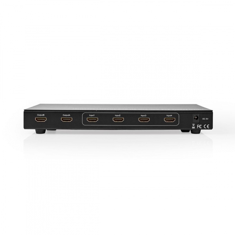 Nedis HDMI ™ Matriisi | 4x 2-Väylää port(s) | 4x HDMI™ Input | 2x HDMI™ Output | 4K@30Hz | 3.4 Gbps | Kauko-ohjattu | Metalli | Antrasiitti
