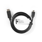 Nedis DisplayPort kaapeli | DisplayPort uros | HDMI™ uros | 4K@30Hz | Niklattu | 2.00 m | Pyöreä | PVC | Musta | Panta