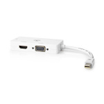 Nedis DisplayPort-sovitin | Mini DisplayPort Uros | DVI-D 24+1-Pin Naaras / HDMI™ Ulostulo / VGA Naaras | 4K@60Hz | Niklattu | Vaihdettava | 0.20 m | Pyöreä | ABS | ABS-Muovi | Valkoinen | Laatikko Nedis DisplayPort-sovitin | Mini DisplayPort Uros | DVI-D 24+1-Pin Naaras / HDMI™ Ulostulo / VGA Naaras | 4K@60Hz | Niklattu | Vaihdettava | 0.20 m | Pyöreä | ABS | ABS-Muovi | Valkoinen | Laatikko