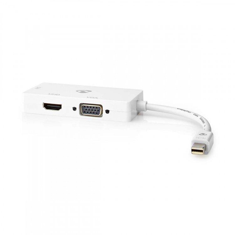 Nedis DisplayPort-sovitin | Mini DisplayPort Uros | DVI-D 24+1-Pin Naaras / HDMI™ Ulostulo / VGA Naaras | 4K@60Hz | Niklattu | Vaihdettava | 0.20 m | Pyöreä | ABS | ABS-Muovi | Valkoinen | Laatikko Nedis DisplayPort-sovitin | Mini DisplayPort Uros | DVI-D 24+1-Pin Naaras / HDMI™ Ulostulo / VGA Naaras | 4K@60Hz | Niklattu | Vaihdettava | 0.20 m | Pyöreä | ABS | ABS-Muovi | Valkoinen | Laatikko