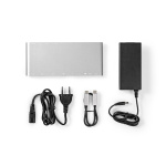 Nedis USB Telakointiasema | USB 3.2 Gen 1 | USB-C™ Uros | DisplayPort Naaras / HDMI™ Ulostulo / RJ45 Naaras / VGA Naaras / 2x 3.5 mm naaras / 2x USB-C™ / 4x USB-A | 0.20 m | Pyöreä | Niklattu | Nailon / Punottu | Valkoinen | Ikkunallinen laatikko ja koukk