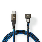 Nedis USB kaapeli | USB 2.0 | USB-C™ Uros | USB-C™ Uros | 480 Mbps | Kullattu | 1.00 m | Pyöreä | Nailon / Punottu | Musta / Sininen | Laatikko kannella ja ikkunalla Nedis USB kaapeli | USB 2.0 | USB-C™ Uros | USB-C™ Uros | 480 Mbps | Kullattu | 1.00 m | Pyöreä | Nailon / Punottu | Musta / Sininen | Laatikko kannella ja ikkunalla