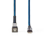 Nedis USB kaapeli | USB 2.0 | USB-C™ Uros | USB-C™ Uros | 480 Mbps | Kullattu | 2.00 m | Pyöreä | Nailon / Punottu | Musta / Sininen | Laatikko kannella ja ikkunalla