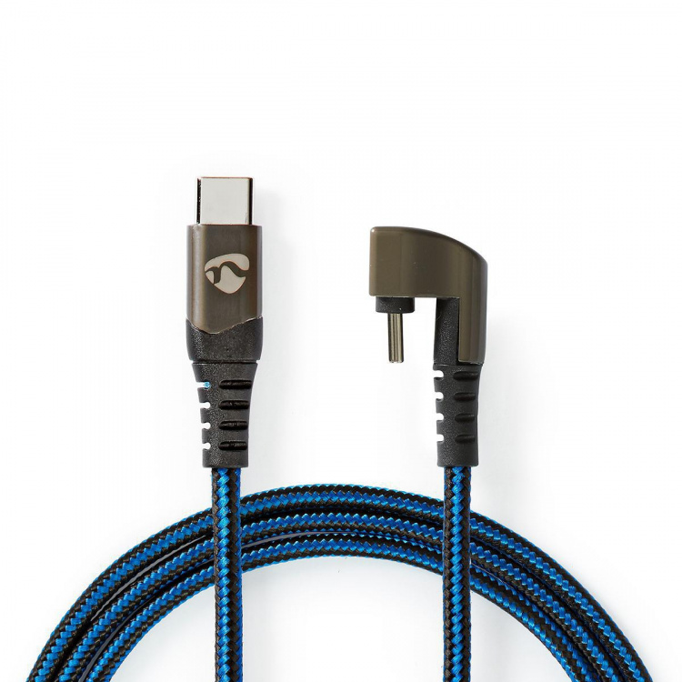 Nedis USB kaapeli | USB 2.0 | USB-C™ Uros | USB-C™ Uros | 480 Mbps | Kullattu | 2.00 m | Pyöreä | Nailon / Punottu | Musta / Sininen | Laatikko kannella ja ikkunalla