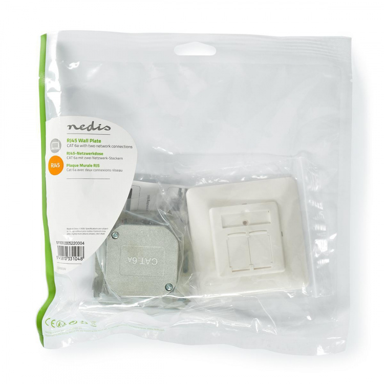 Nedis Verkon seinärasia | Flush Mount | 2-Porttinen port(s) | CAT6a | Suora | Naaras | Kullattu | PVC | Valkoinen | Kirjekuori Nedis Verkon seinärasia | Flush Mount | 2-Porttinen port(s) | CAT6a | Suora | Naaras | Kullattu | PVC | Valkoinen | Kirjekuori