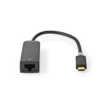 Nedis USB-verkkosovitin | USB 3.2 Gen 1 | 1000 Mbps | USB-C™ Uros | RJ45 Naaras | 0.20 m | Pyöreä | Kullattu | Tinattu Kupari | Antrasiitti | Laatikko