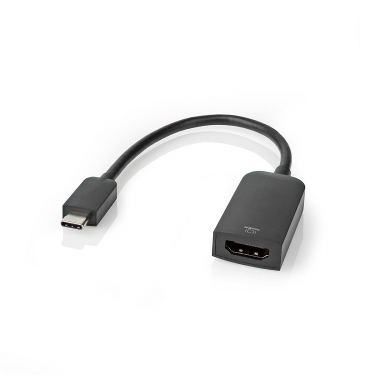 Nedis USB-C™ Sovitin | USB 3.2 Gen 1 | USB-C™ Uros | HDMI™ Ulostulo | 4K@60Hz | 0.20 m | Pyöreä | Niklattu | PVC | Musta | Muovipussi
