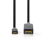 Nedis USB-C™ Sovitin | USB 3.2 Gen 1 | USB-C™ Uros | HDMI™ liitin | 4K@60Hz | 2.00 m | Pyöreä | Kullattu | PVC | Antrasiitti | Laatikko Nedis USB-C™ Sovitin | USB 3.2 Gen 1 | USB-C™ Uros | HDMI™ liitin | 4K@60Hz | 2.00 m | Pyöreä | Kullattu | PVC | Antrasiitti | Laatikko