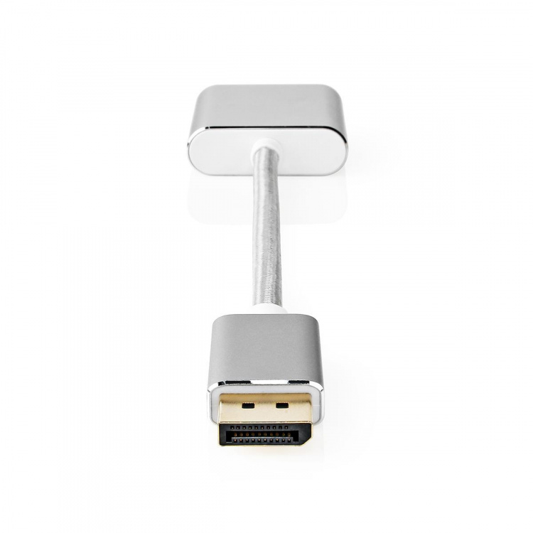 Nedis DisplayPort kaapeli | DisplayPort uros | DVI-D 24+1-Pin Naaras | 1080p | Kullattu | 0.20 m | Pyöreä | Punottu | Hopea | Laatikko kannella ja ikkunalla