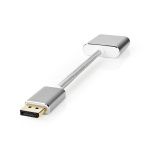 Nedis DisplayPort kaapeli | DisplayPort uros | DVI-D 24+1-Pin Naaras | 1080p | Kullattu | 0.20 m | Pyöreä | Punottu | Hopea | Laatikko kannella ja ikkunalla