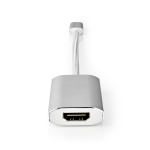 Nedis USB-C™ Sovitin | USB 3.2 Gen 1 | USB-C™ Uros | HDMI™ Ulostulo | 4K@60Hz | Power delivery | 0.20 m | Pyöreä | Kullattu | Nailon / Punottu | Hopea | Laatikko kannella ja ikkunalla