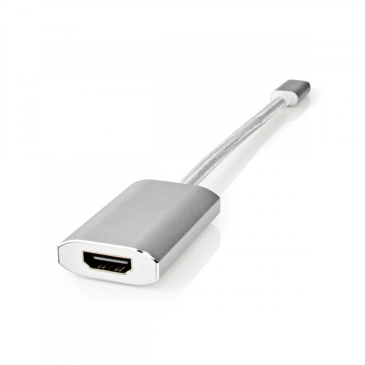 Nedis USB-C™ Sovitin | USB 3.2 Gen 1 | USB-C™ Uros | HDMI™ Ulostulo | 4K@60Hz | Power delivery | 0.20 m | Pyöreä | Kullattu | Nailon / Punottu | Hopea | Laatikko kannella ja ikkunalla