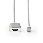 Nedis USB-C™ Sovitin | USB 3.2 Gen 1 | USB-C™ Uros | HDMI™ Ulostulo | 4K@60Hz | Power delivery | 2.00 m | Pyöreä | Kullattu | Nailon / Punottu | Hopea | Laatikko kannella ja ikkunalla