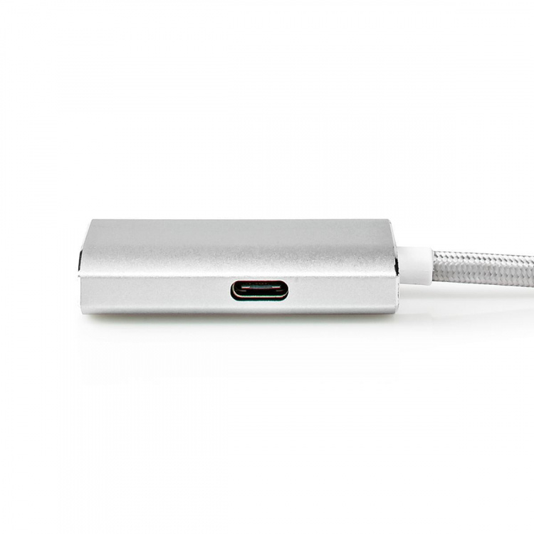 Nedis USB-C™ Sovitin | USB 3.2 Gen 1 | USB-C™ Uros | HDMI™ Ulostulo | 4K@60Hz | Power delivery | 2.00 m | Pyöreä | Kullattu | Nailon / Punottu | Hopea | Laatikko kannella ja ikkunalla