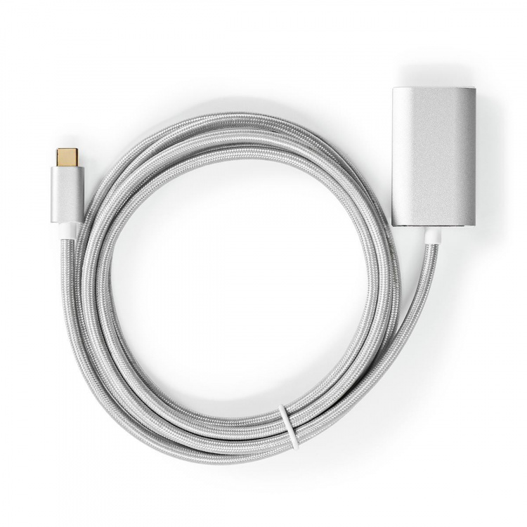 Nedis USB-C™ Sovitin | USB 3.2 Gen 1 | USB-C™ Uros | HDMI™ Ulostulo | 4K@60Hz | Power delivery | 2.00 m | Pyöreä | Kullattu | Nailon / Punottu | Hopea | Laatikko kannella ja ikkunalla