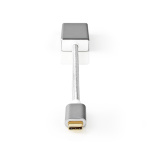 Nedis USB-C™ Sovitin | USB 3.2 Gen 1 | USB-C™ Uros | Mini DisplayPort Naaras | 0.20 m | Pyöreä | Kullattu | Nailon / Punottu | Hopea | Laatikko kannella ja ikkunalla