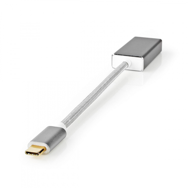 Nedis USB-C™ Sovitin | USB 3.2 Gen 1 | USB-C™ Uros | Mini DisplayPort Naaras | 0.20 m | Pyöreä | Kullattu | Nailon / Punottu | Hopea | Laatikko kannella ja ikkunalla