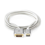 Nedis HDMI™ -kaapeli | HDMI™ liitin | DVI-D 24+1-Pin Uros | 2560x1600 | Kullattu | 2.00 m | Suora | Punottu | Hopea | Laatikko kannella ja ikkunalla