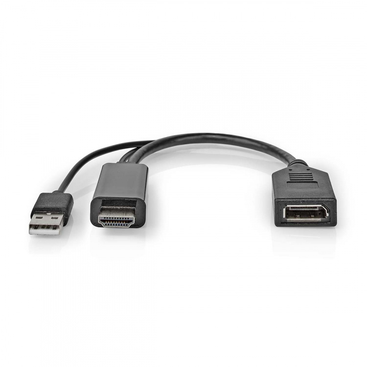 Nedis HDMI™ -sovitin | HDMI™ liitin | DisplayPort uros | Niklattu | Suora | PVC | Musta | 1 kpl | Kirjekuori