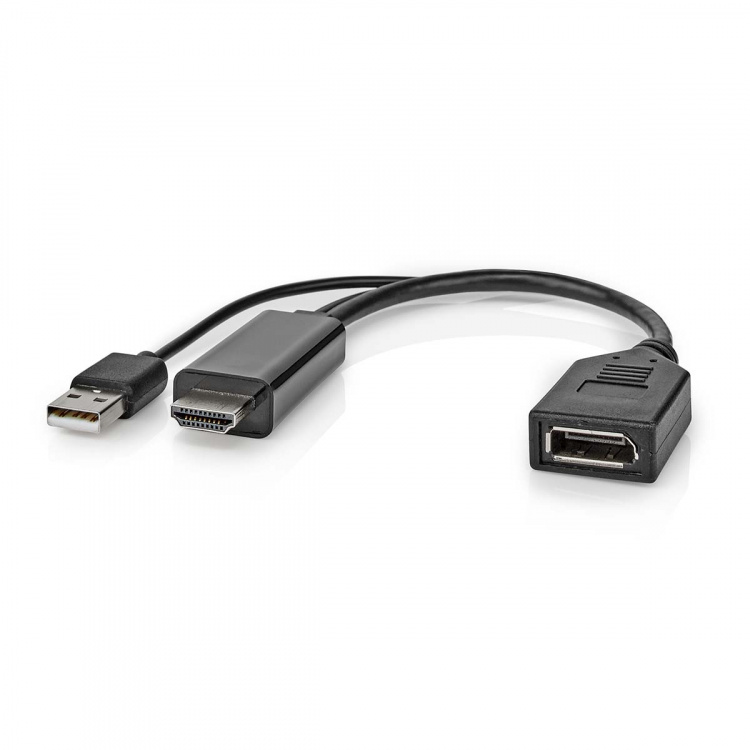 Nedis HDMI™ -sovitin | HDMI™ liitin | DisplayPort uros | Niklattu | Suora | PVC | Musta | 1 kpl | Kirjekuori