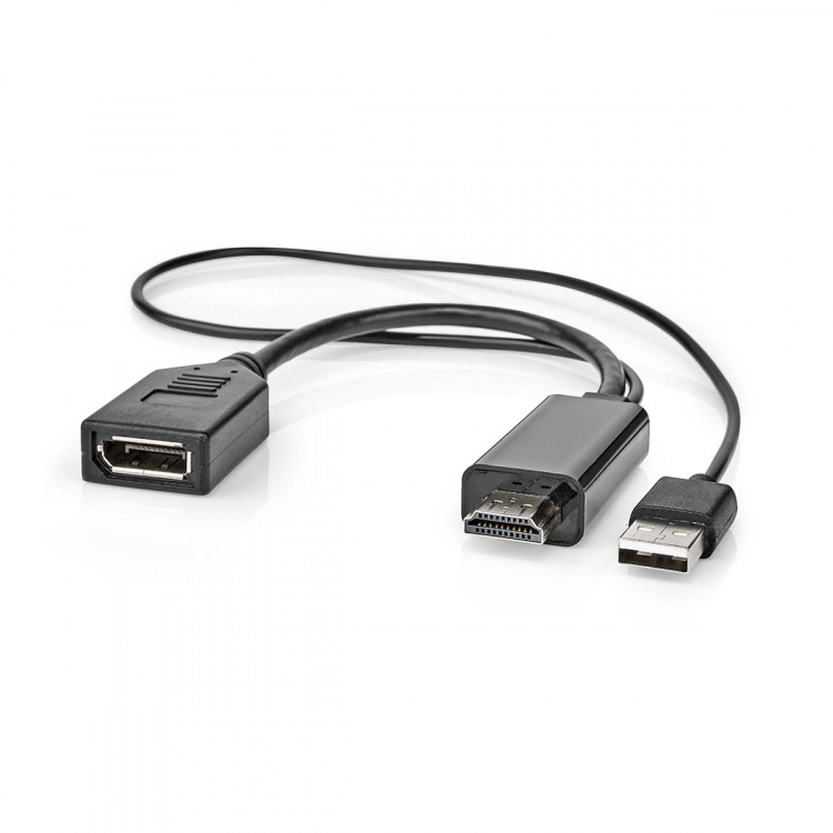 Nedis HDMI™ -sovitin | HDMI™ liitin | DisplayPort uros | Niklattu | Suora | PVC | Musta | 1 kpl | Kirjekuori