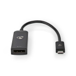 Nedis USB-C™ Sovitin | USB 3.2 Gen 1 | USB-C™ Uros | DisplayPort Naaras | 8K@30Hz | 0.20 m | Pyöreä | Niklattu | PVC | Musta | Laatikko Nedis USB-C™ Sovitin | USB 3.2 Gen 1 | USB-C™ Uros | DisplayPort Naaras | 8K@30Hz | 0.20 m | Pyöreä | Niklattu | PVC | Musta | Laatikko