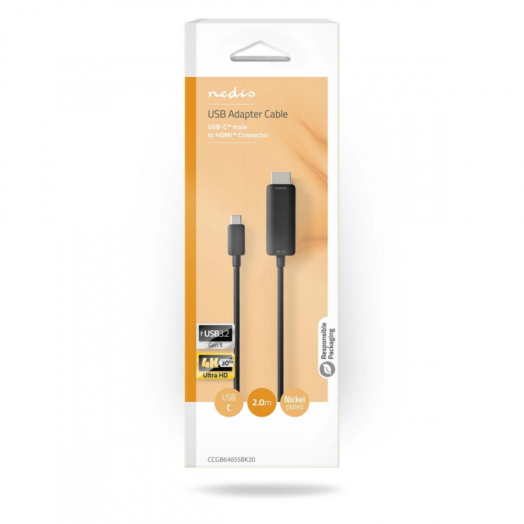 Nedis USB-C™ Sovitin | USB 3.2 Gen 1 | USB-C™ Uros | HDMI™ liitin | 4K@60Hz | 2.00 m | Pyöreä | Niklattu | PVC | Musta | Laatikko Nedis USB-C™ Sovitin | USB 3.2 Gen 1 | USB-C™ Uros | HDMI™ liitin | 4K@60Hz | 2.00 m | Pyöreä | Niklattu | PVC | Musta | Laatikko