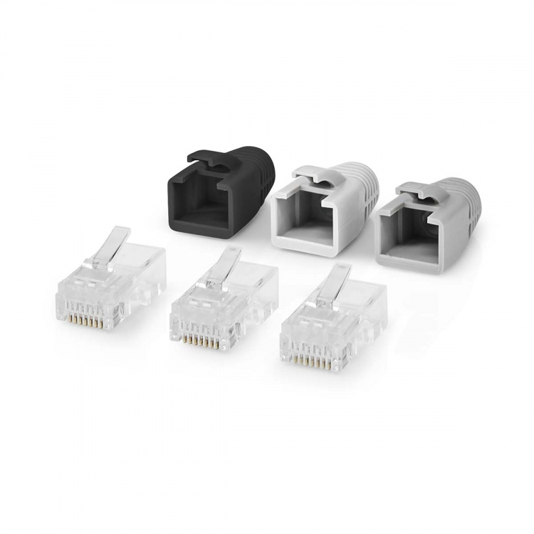Nedis RJ45-liitin | RJ45 Pass Through | Kiinteä/juosteinen UTP CAT6 | Suora | Kullattu | 10 kpl | Polycarbonate | Harmaa / Musta / Valkoinen | Laatikko