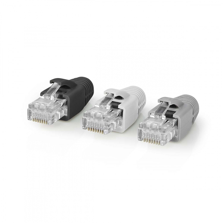 Nedis RJ45-liitin | RJ45 Pass Through | Kiinteä/juosteinen UTP CAT6 | Suora | Kullattu | 10 kpl | Polycarbonate | Harmaa / Musta / Valkoinen | Laatikko