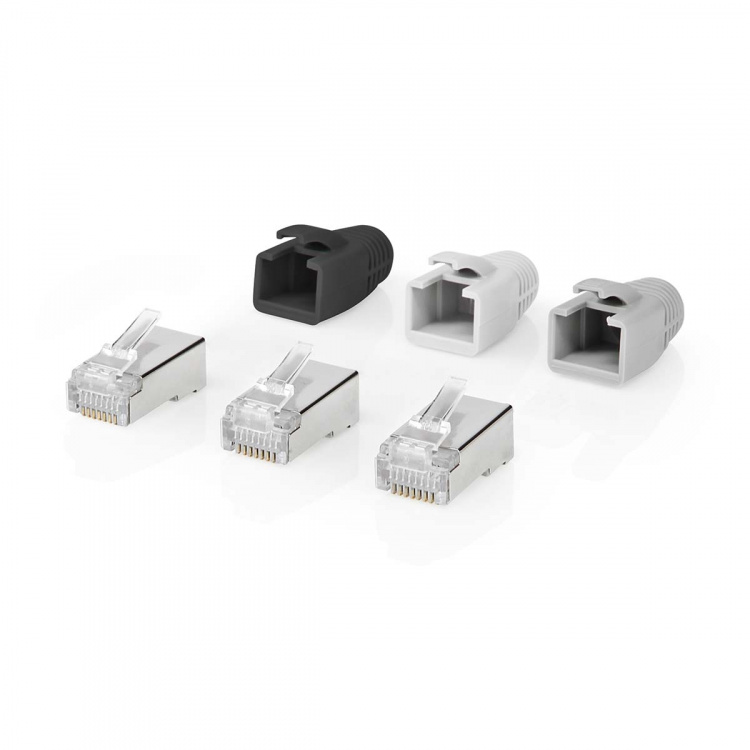 Nedis RJ45-liitin | RJ45 Pass Through | Kiinteä/juosteinen FTP CAT6a | Suora | Kullattu | 10 kpl | Polycarbonate | Harmaa / Musta / Valkoinen | Laatikko Nedis RJ45-liitin | RJ45 Pass Through | Kiinteä/juosteinen FTP CAT6a | Suora | Kullattu | 10 kpl | Polycarbonate | Harmaa / Musta / Valkoinen | Laatikko