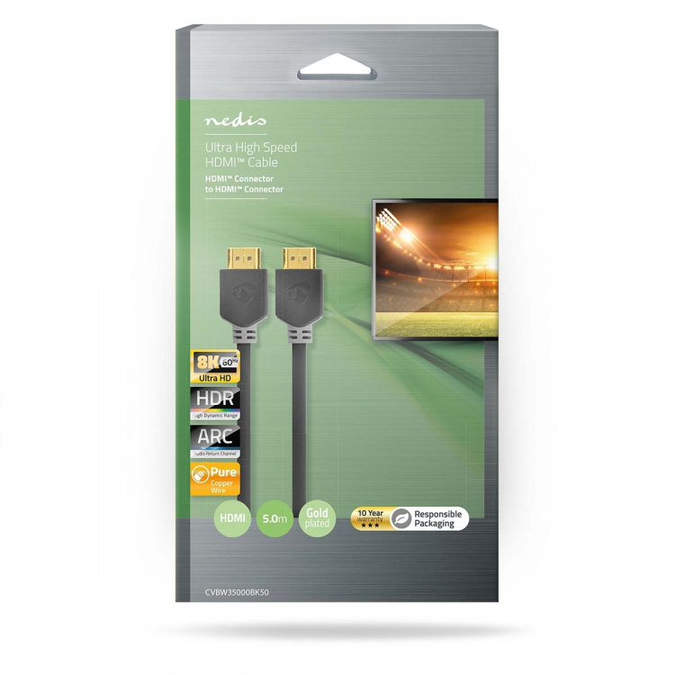 Nedis Ultra High Speed HDMI ™ -kaapeli | HDMI™ liitin | HDMI™ liitin | 8K@60Hz | 48 Gbps | 5.00 m | Pyöreä | 8.3 mm | Antrasiitti | Laatikko Nedis Ultra High Speed HDMI ™ -kaapeli | HDMI™ liitin | HDMI™ liitin | 8K@60Hz | 48 Gbps | 5.00 m | Pyöreä | 8.3 mm | Antrasiitti | Laatikko