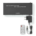 Nedis HDMI ™ Matriisi | 4x 2-Väylää port(s) | 4x HDMI™ Input | 2x 3.5 mm / 2x HDMI™ Output / 2x TosLink | 4K@60Hz | 18 Gbps | Kauko-ohjattu | Metalli | Antrasiitti Nedis HDMI ™ Matriisi | 4x 2-Väylää port(s) | 4x HDMI™ Input | 2x 3.5 mm / 2x HDMI™ Output / 2x TosLink | 4K@60Hz | 18 Gbps | Kauko-ohjattu | Metalli | Antrasiitti