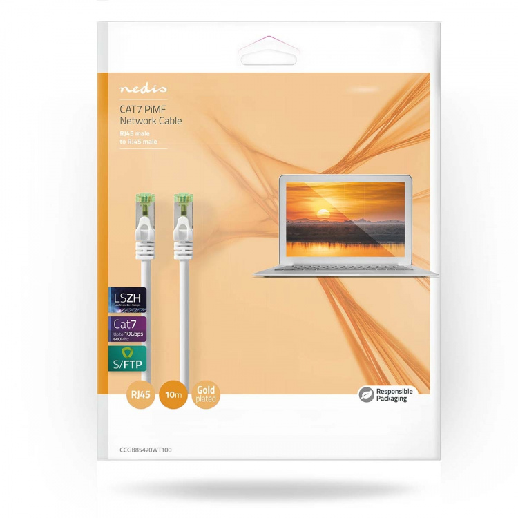 Nedis CAT7 verkkokaapeli | S/FTP | RJ45 uros | RJ45 uros | 10.0 m | Snagless | Pyöreä | LSZH | Valkoinen | Laatikko