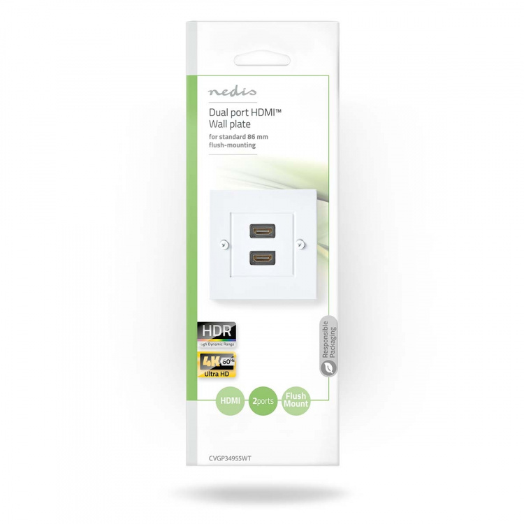 Nedis HDMI™ Seinärasia | 2x HDMI™ Female | 4K@60Hz | HDMI™ Ulostulo | Musta | 18 Gbps | Kullattu | Kirjekuori Nedis HDMI™ Seinärasia | 2x HDMI™ Female | 4K@60Hz | HDMI™ Ulostulo | Musta | 18 Gbps | Kullattu | Kirjekuori