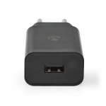 Nedis Seinälaturi | 12 W | Pikalataus-toiminto | 1x 2.4 A A | Lähtöliitäntöjen määrä: 1 | USB-A | USB Type-C™ (irrallinen) Kaapeli | 1.00 m | Single Voltage Output | Musta