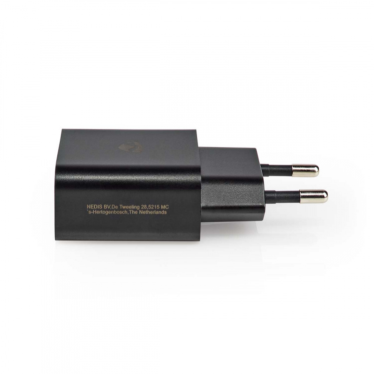 Nedis Seinälaturi | 12 W | Pikalataus-toiminto | 1x 2.4 A A | Lähtöliitäntöjen määrä: 1 | USB-A | USB Type-C™ (irrallinen) Kaapeli | 1.00 m | Single Voltage Output | Musta