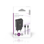 Nedis Seinälaturi | 12 W | Pikalataus-toiminto | 1x 2.4 A A | Lähtöliitäntöjen määrä: 1 | USB-A | USB Type-C™ (irrallinen) Kaapeli | 1.00 m | Single Voltage Output | Musta