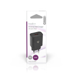 Nedis Seinälaturi | 18 W | Pikalataus-toiminto | 1.5 / 2.0 / 3.0 A | Lähtöliitäntöjen määrä: 1 | USB-A | Kaapeli ei sisälly | Automaattinen Jännitteen Valinta | Musta