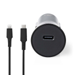 Nedis Autolaturi | 20 W | 1.67 / 2.22 / 3.0 A | Lähtöliitäntöjen määrä: 1 | Portin tyyppi: USB-C™ | Lightning 8-Pin (irrallinen) Kaapeli | 1.00 m | Automaattinen Jännitteen Valinta Nedis Autolaturi | 20 W | 1.67 / 2.22 / 3.0 A | Lähtöliitäntöjen määrä: 1 | Portin tyyppi: USB-C™ | Lightning 8-Pin (irrallinen) Kaapeli | 1.00 m | Automaattinen Jännitteen Valinta
