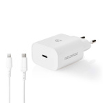 Nedis Seinälaturi | 20 W | PD3.0 20W | Pikalataus-toiminto | 1.67 A / 2.22 A / 3.0 A | Lähtöliitäntöjen määrä: 1 | USB-C™ | Lightning 8-Pin (irrallinen) Kaapeli | 1.00 m | Automaattinen Jännitteen Valinta | Valkoinen