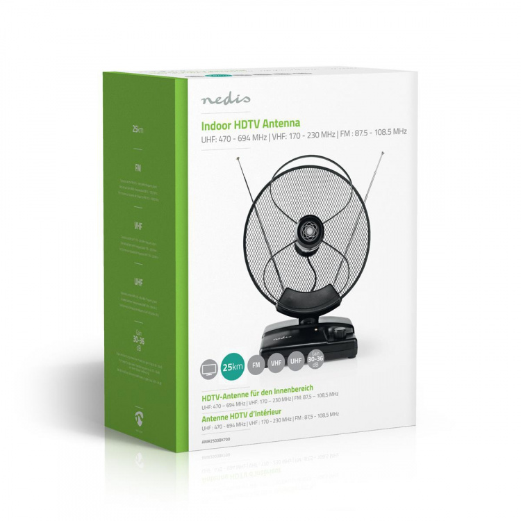Nedis Sisäantenni | Aktiivinen | FM / UHF / VHF | Vastaanottoalue: 0-25 km | LTE700 | Vahvistus: 36 dB | Vahvistuksensäätö | ABS-Muovi | Musta Nedis Sisäantenni | Aktiivinen | FM / UHF / VHF | Vastaanottoalue: 0-25 km | LTE700 | Vahvistus: 36 dB | Vahvistuksensäätö | ABS-Muovi | Musta